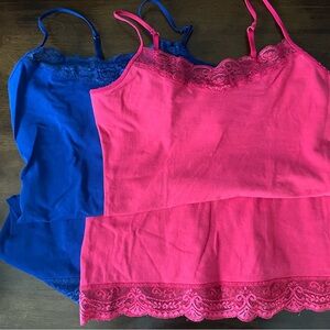 EXPRESS LACE TRIMMED CAMIS WITH SHELF BRA